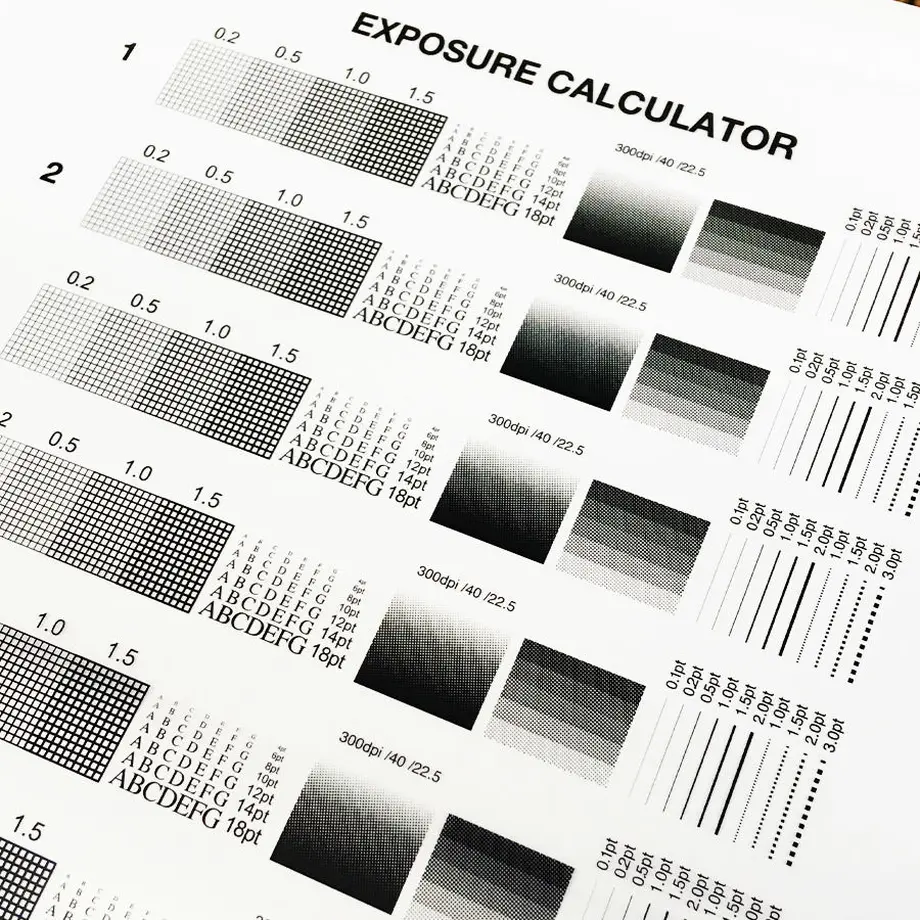 EXPOSURE CALCULATOR DATA 露光テスト用PDFデータ PRISM