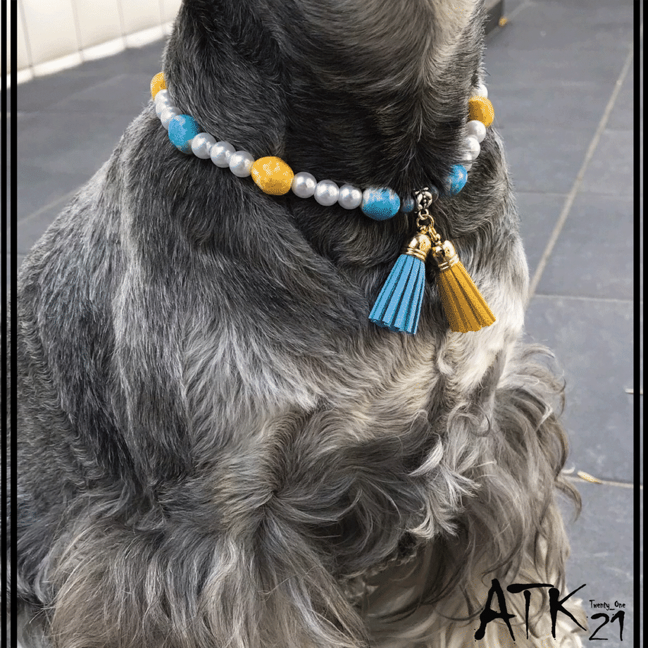 犬用ネックレス ドックアクセサリー ドックネックレス 愛犬 わんこアクセサリー イエロー ター...