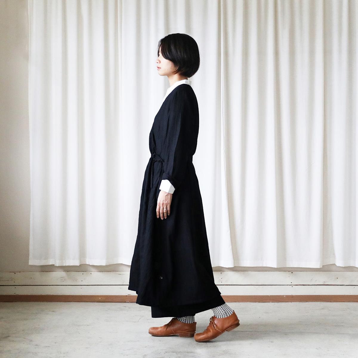 ウォッシャブルウールカシュクールワンピース(ブラック)【レディス