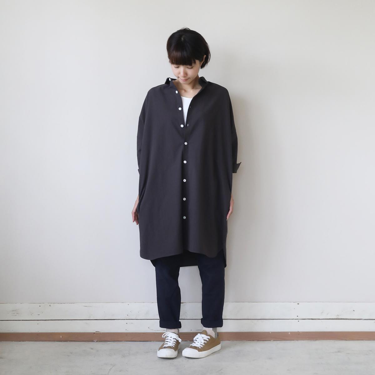 美品 HUIS.／ハウス☆ コットン ロングシャツ グレー F｜HUIS ハウス