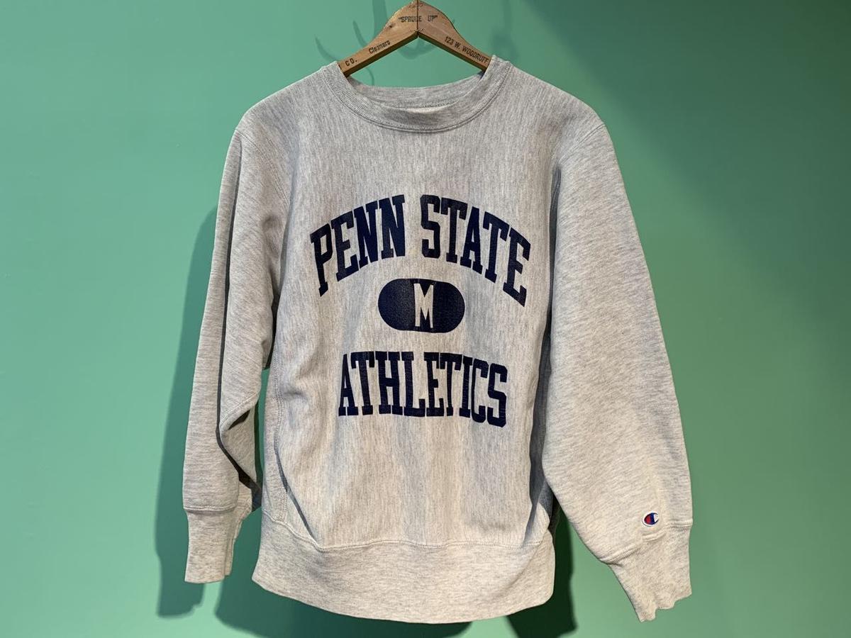 90s USA製 リバースウィーブ 6段プリント 霜ふり グレー 状態良好 古着-