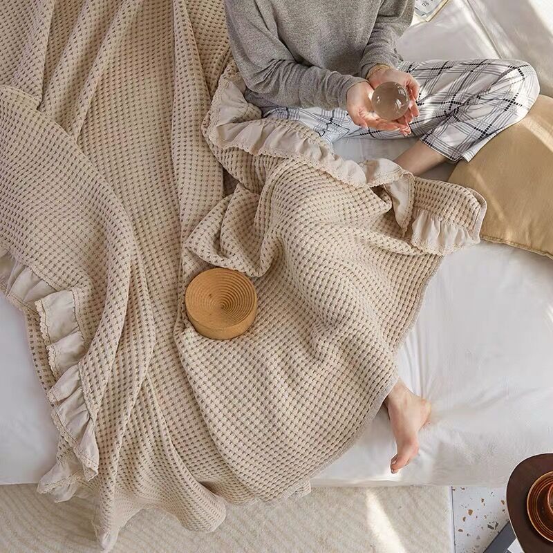 ワッフル編み マルチカバー ブランケット ハンドメイド♪ ワッフル編み マルチカバー ブランケット ハンドメイド♪