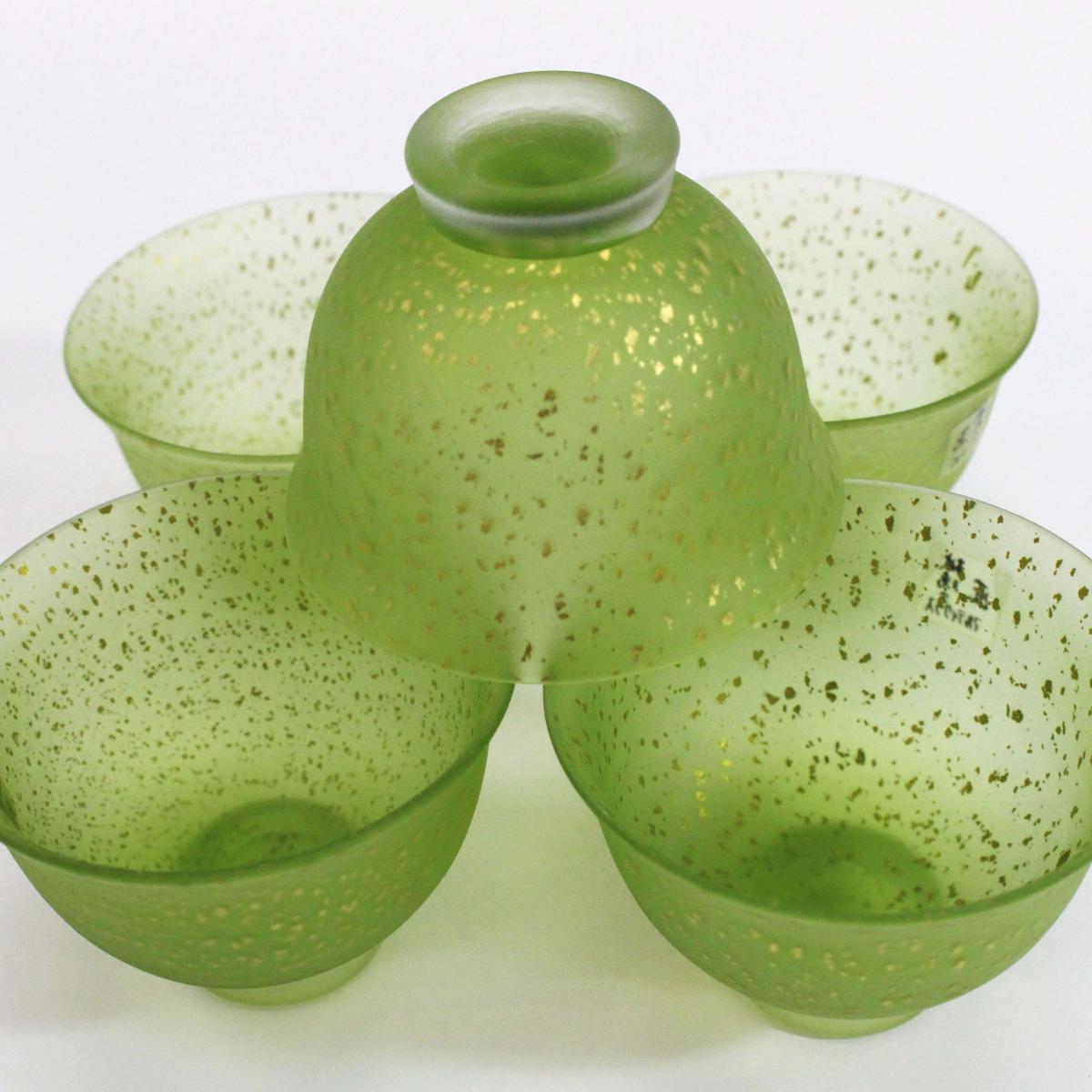 涼を感じる 吉田 勝美 作 玻璃の匠 硝子製 秀逸作 ガラス 煎茶揃