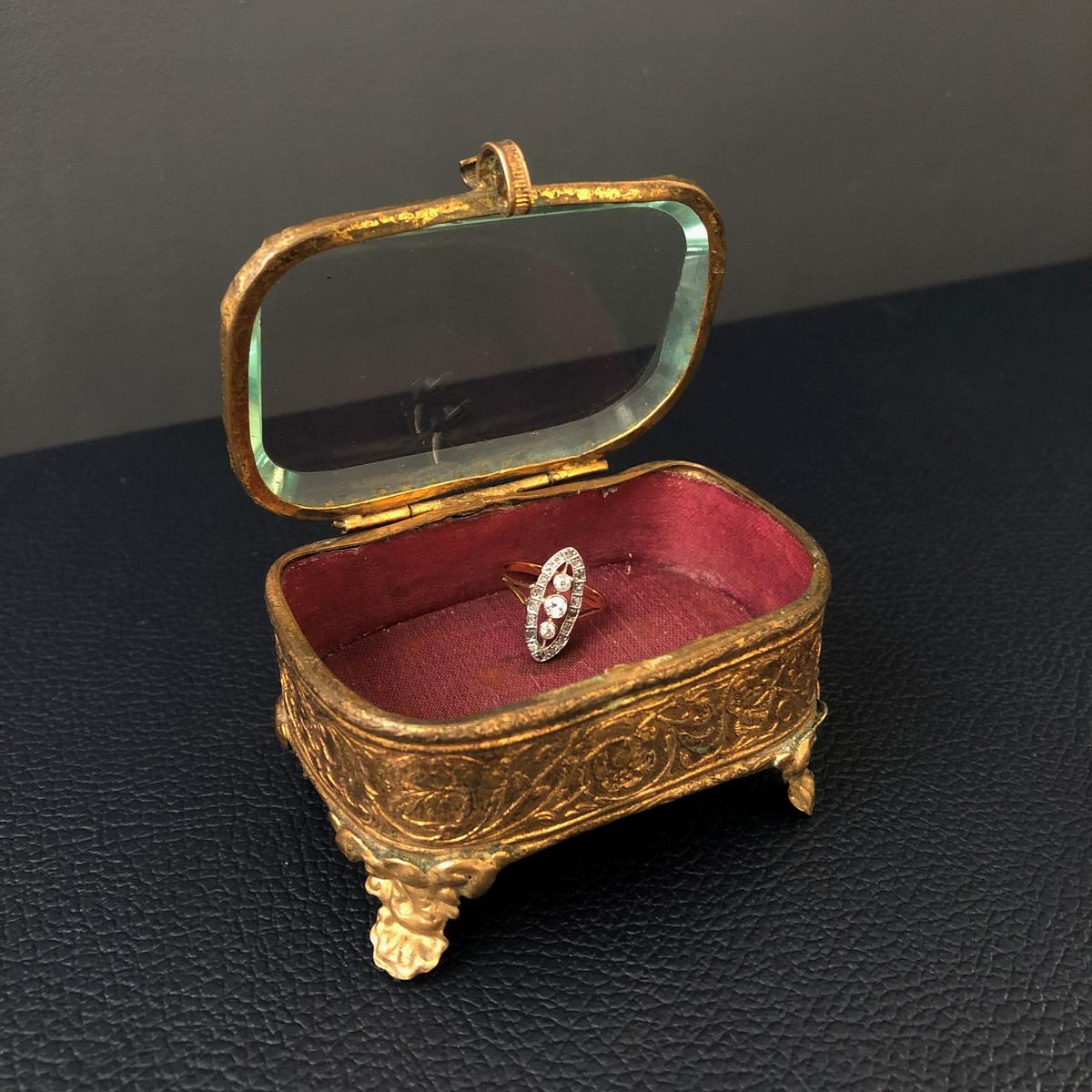 フランス製 アンティーク 直輸入 宝石箱5面ガラス ジュエリーボックス