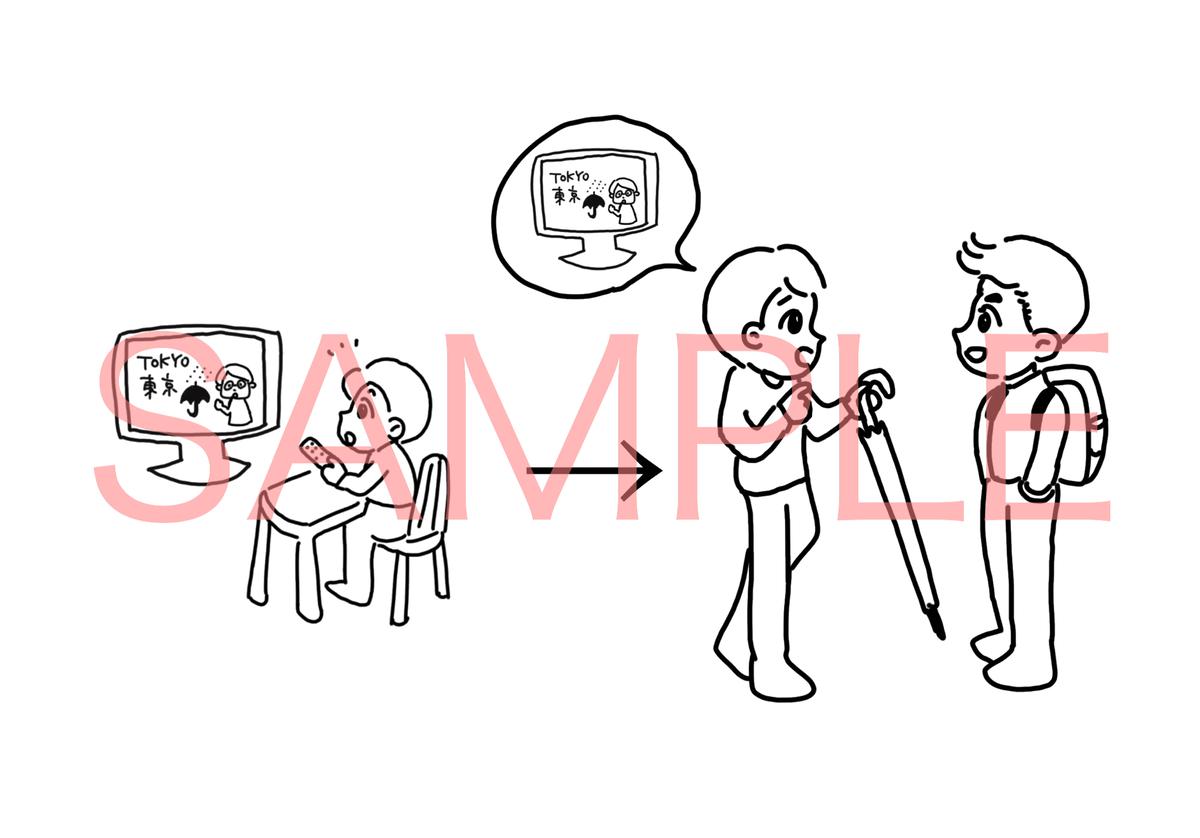 イラスト 雨が降るそうです 伝聞 アベスモ