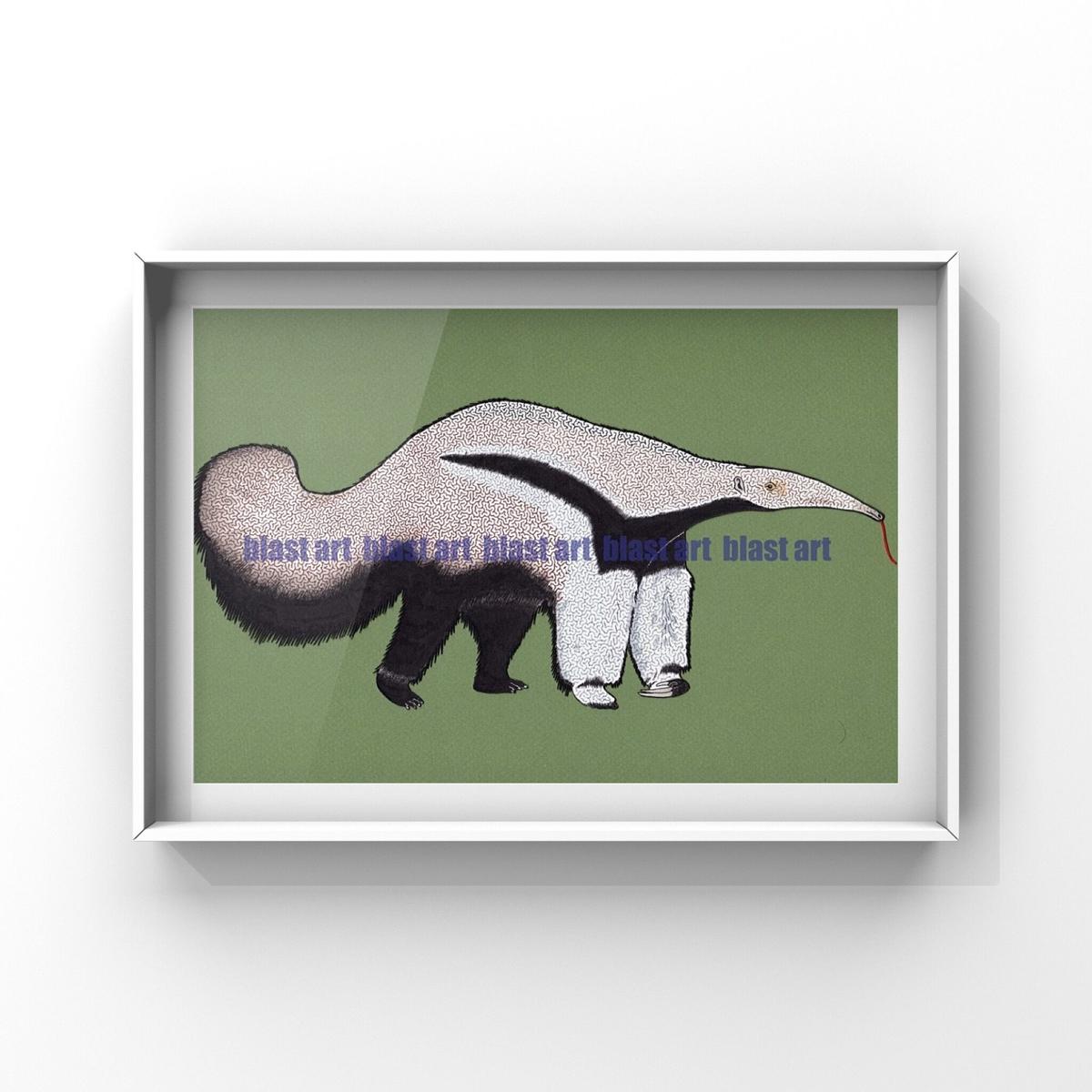 アリクイ 迷路アートa4イラスト Ace Art 迷路アートの世界