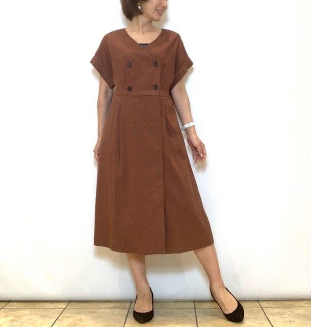 Coomb クーム 麻混ｖネックワンピース Aimant エマン