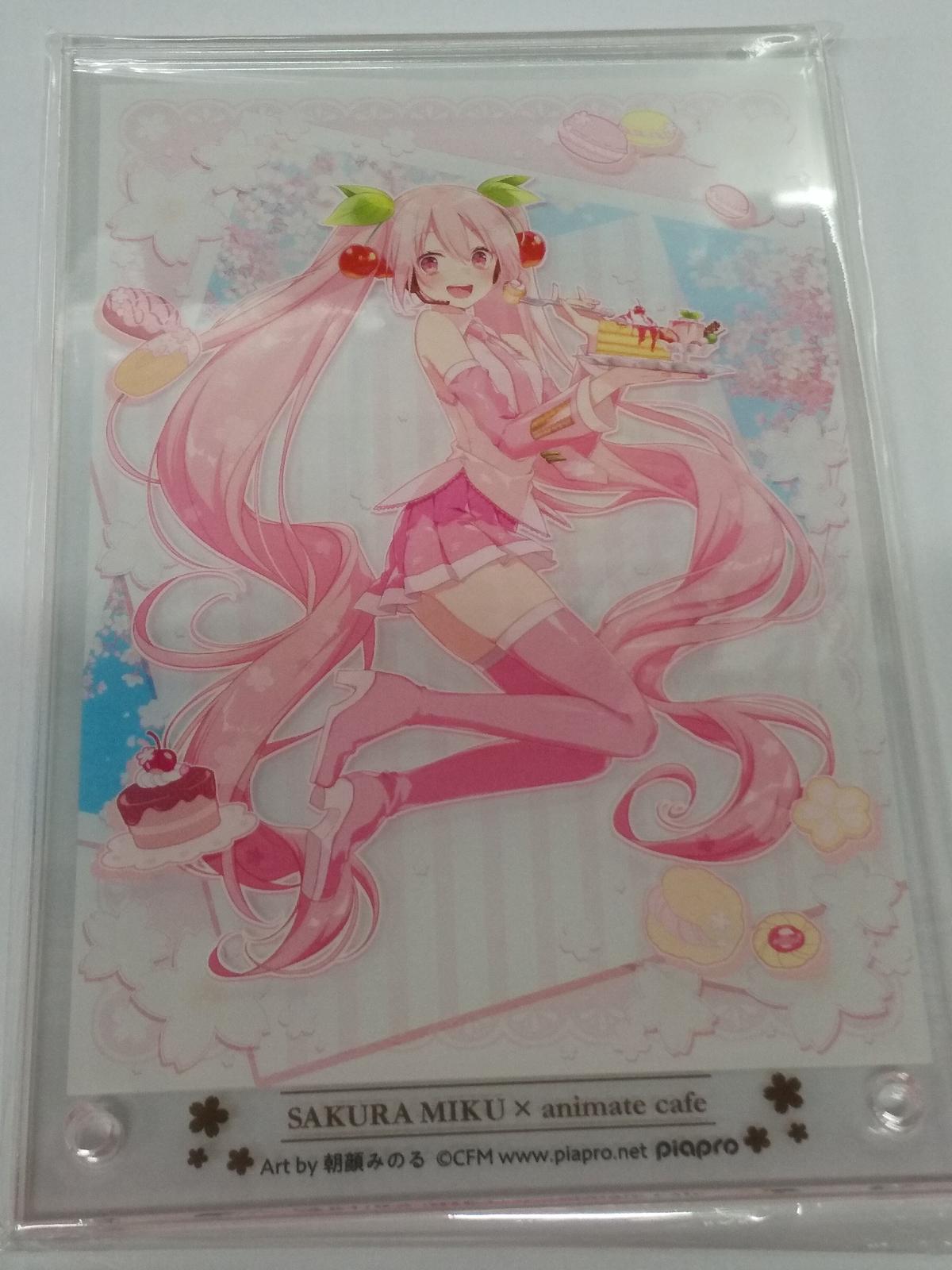開封品 ボーカロイド 桜ミク アクリルシャドーボックス 朝顔みのる先生 アニメイトカフェ