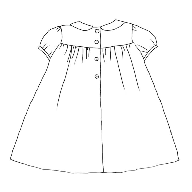 仕様書あり 小さな襟のスモッキングワンピース 型紙 Aki No Pattern