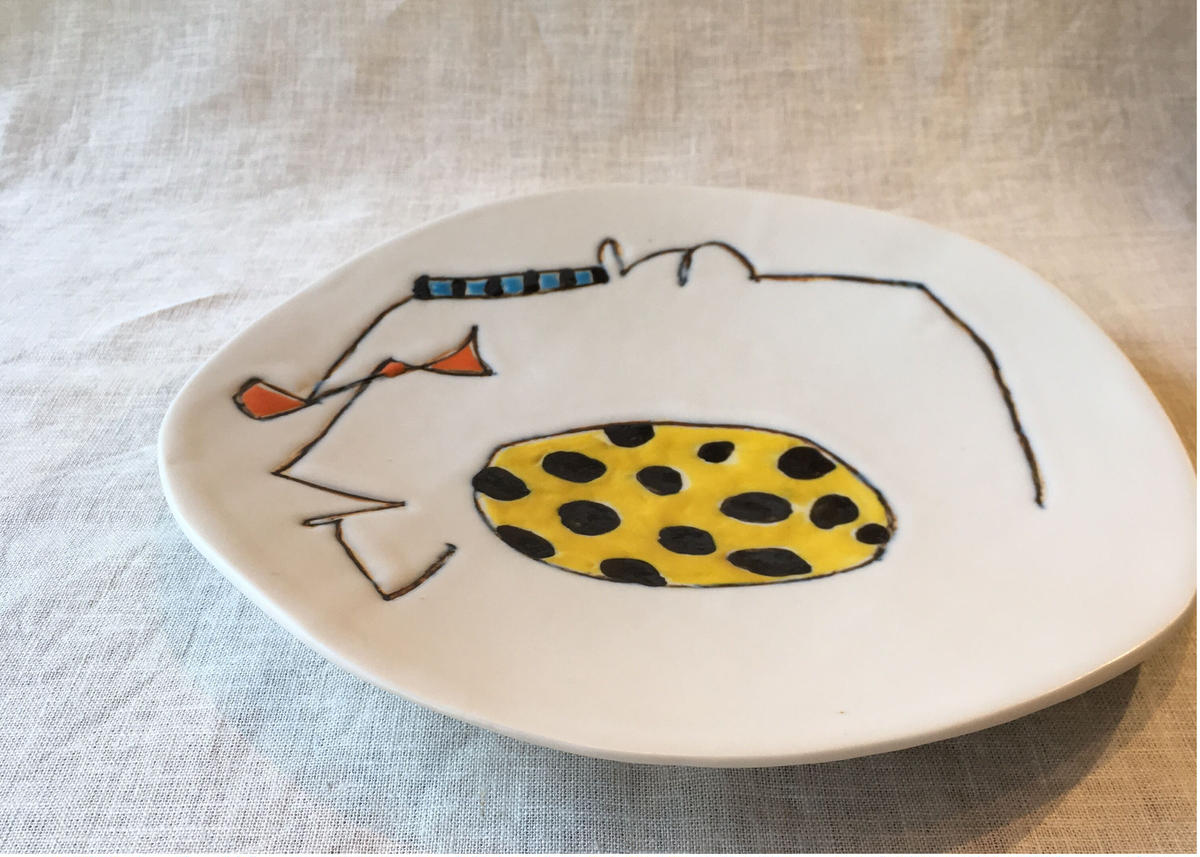 陶芸作家 吉川千香子 青白磁 皿 プレート 鳥 陶芸作家 吉川千香子 青白磁 皿 プレート 鳥