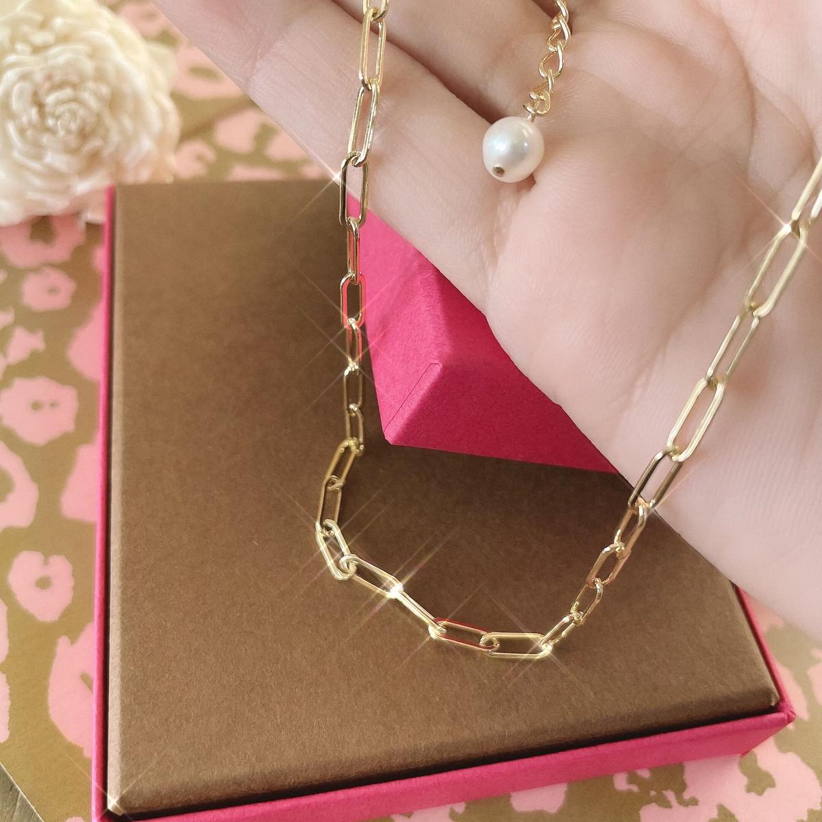 チョーカー〉14kgf Chain choker(淡水パールアクセント) | ANG