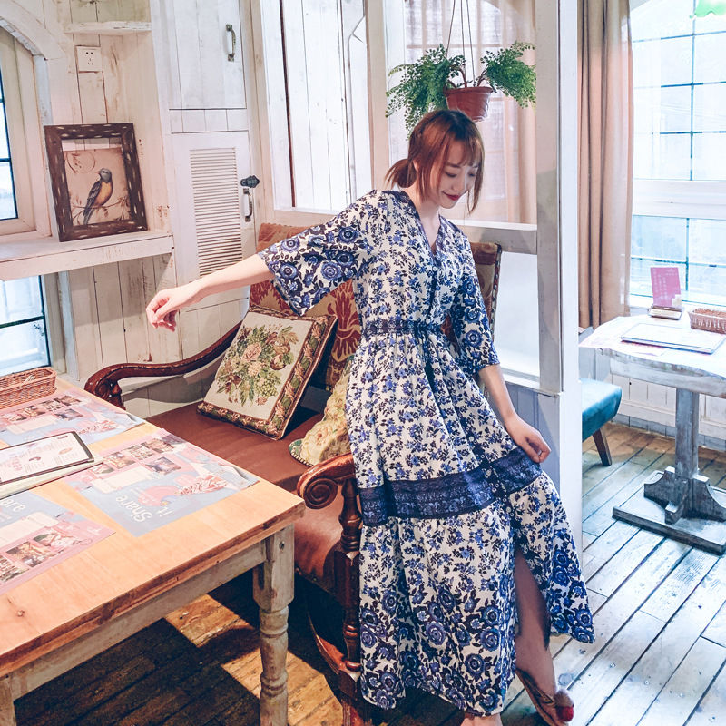 即納あり 前開き花柄ボヘミアンワンピース マタニティ 授乳服専門店 Anne アンネ