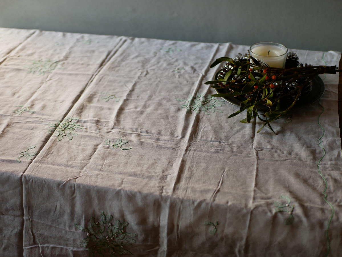 Newஐ⋆ フランスアンティークお花刺繍の大判クロス