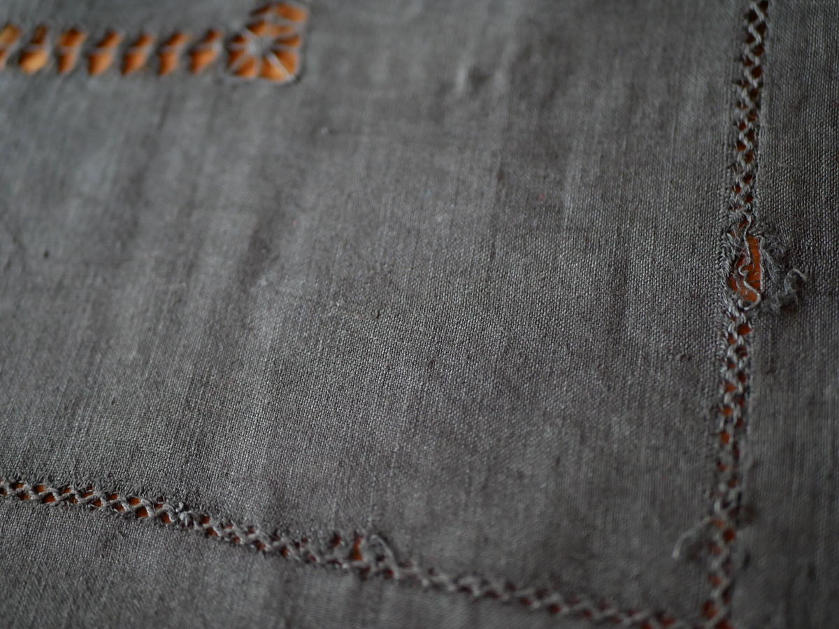 在庫→１ 後染め モノグラム アンティークリネン ブロカント フランス ...