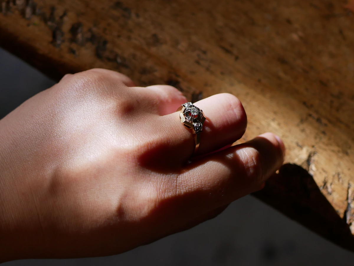 FR-19 diamond ring K18, ART DECO | mamantique