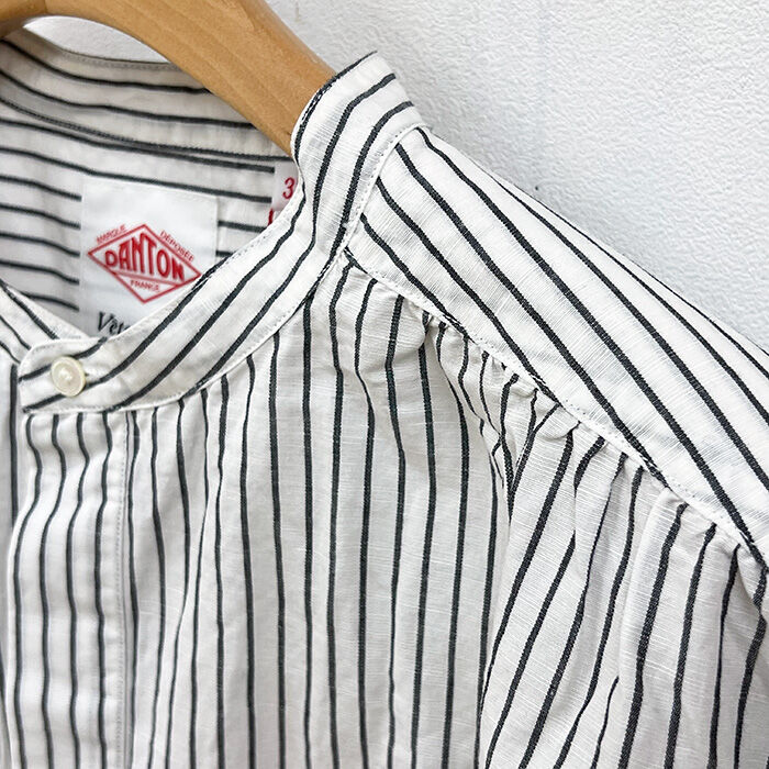 DANTON ダントン レディース コットンリネン半袖バンドカラー