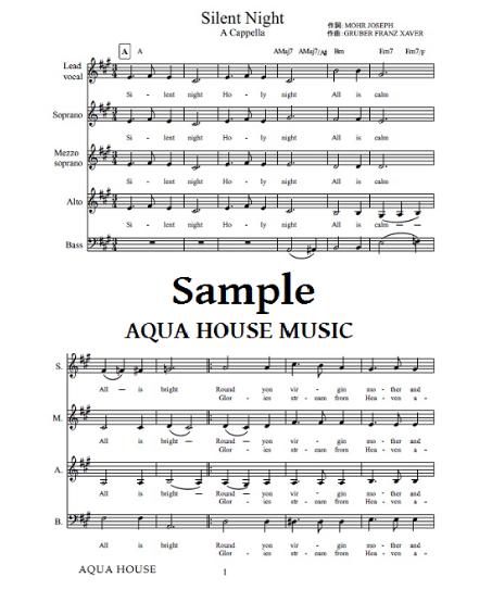 Silent Night きよしこの夜 賛美歌 アカペラ楽譜 Aqua House M