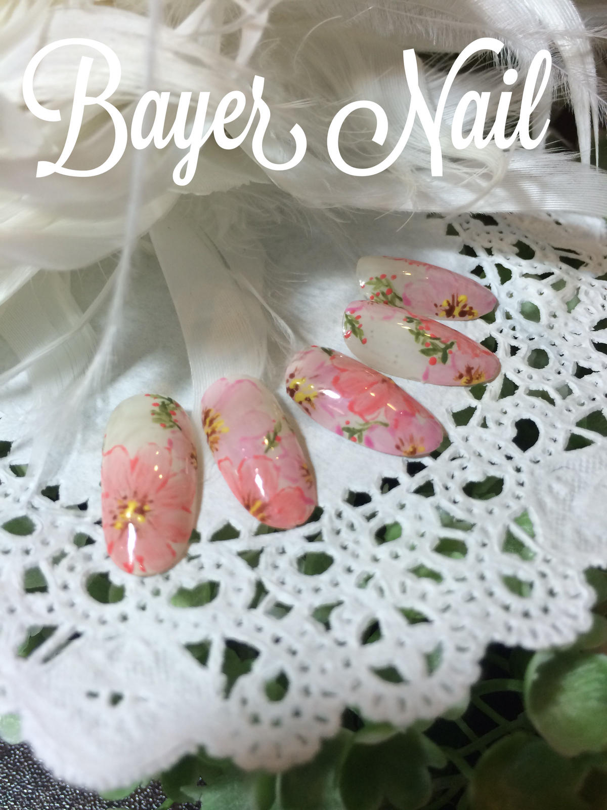 オーダーネイルチップ ボタニカルフラワーネイル Bayer Nail