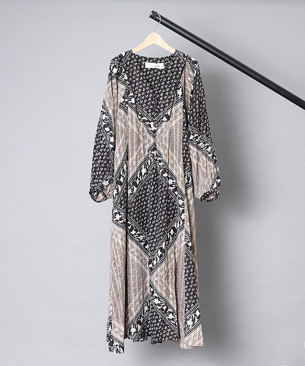 sara mallika/ サラマリカ 】 COTTON BLOCK PATTERN DR...