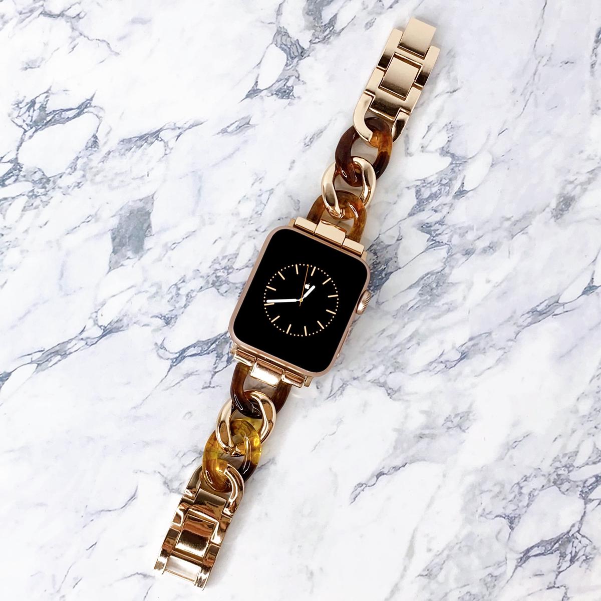 Apple Watch アップルウォッチ ステンレス チェーン べっ甲 ベルト バンド ロー