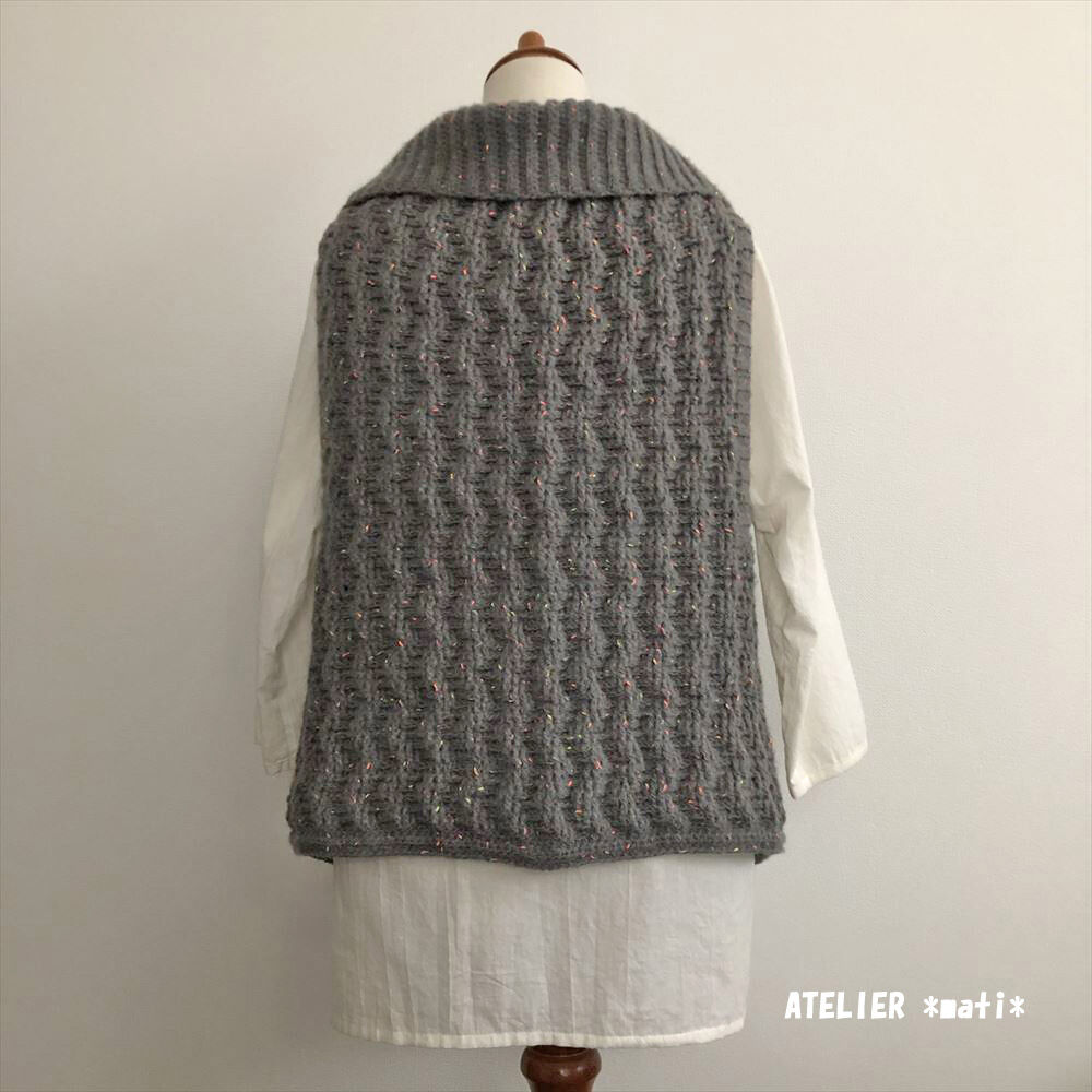 編み図 まっすぐ編みの簡単ベスト Dl版 かぎ針編み雑貨の編み図 Atelier M