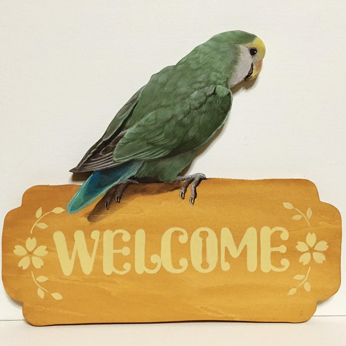 コザクラインコ シーグリーン ウェルカムボード 鳥 インコの ウェルカムボード Ate