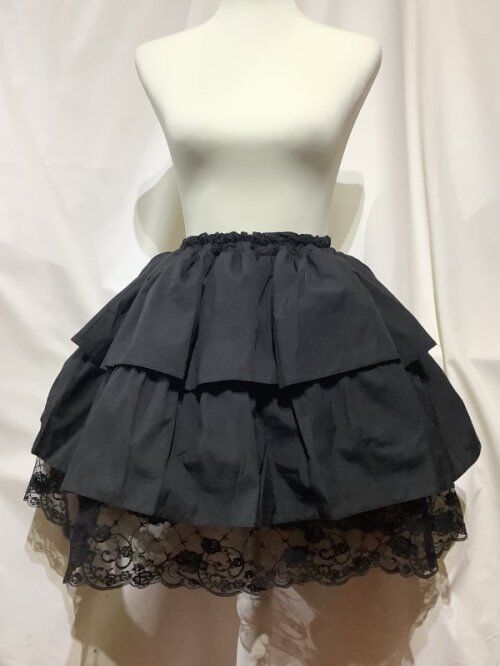 【MARBLE】マーブル　パニエ入りボリュームレース付きスカート：黒×黒レース Volume Lace Skirt with Pannier  (black x black lace)