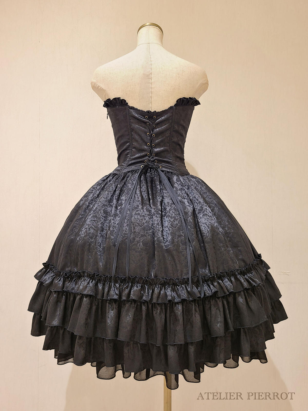 Atelier Pierrot アトリエピエロ コルセットワンピース 薔薇ジャガード ブラッ