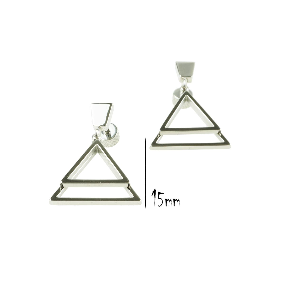 両耳用 2点セット 三角形 ダブル トライアングル ボディピアス ステンレス バーベルピアス