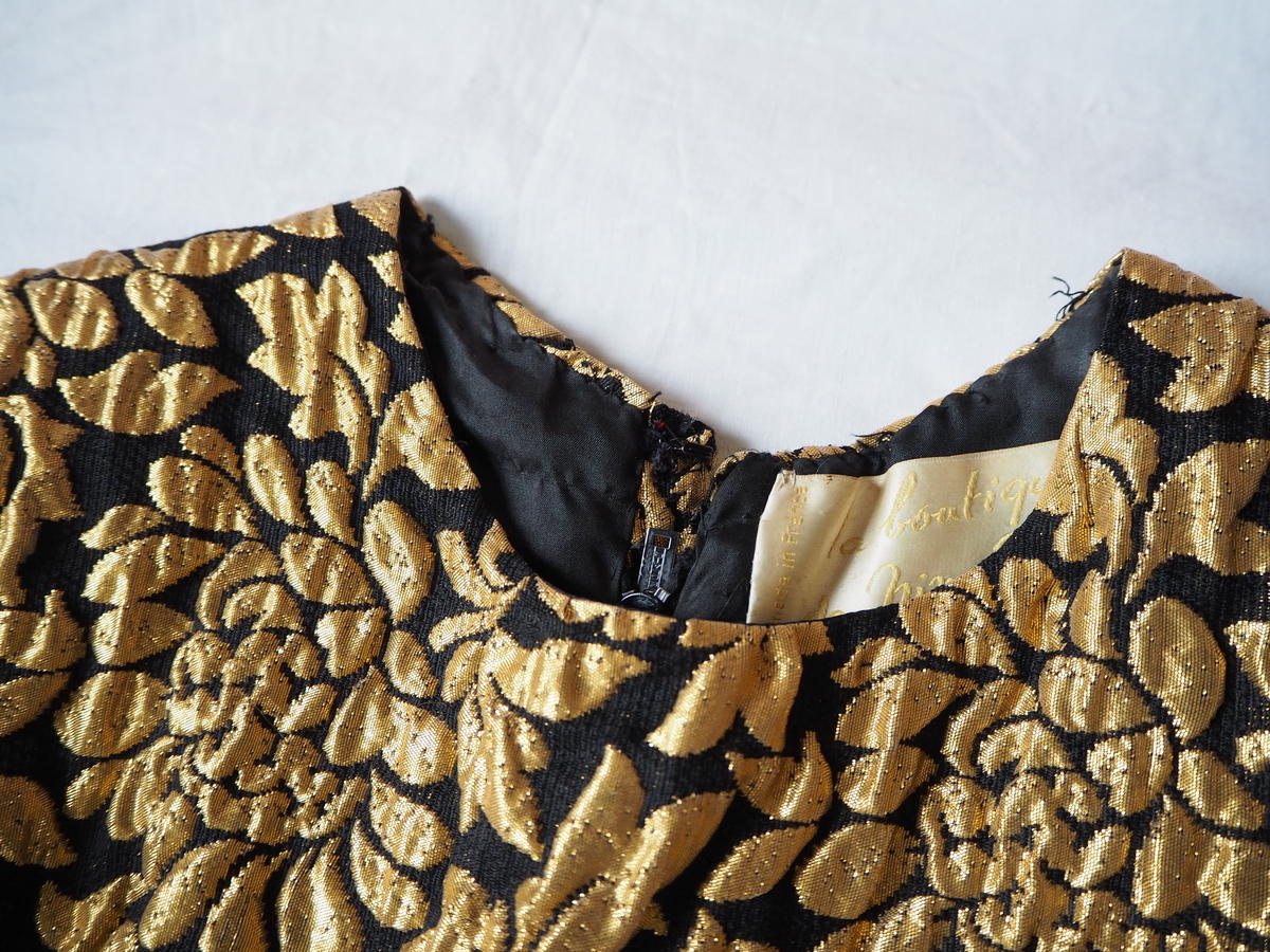 Nina Ricciニナリッチ ゴールドジャガード織り ワンピース ドレス ヴィンテージ