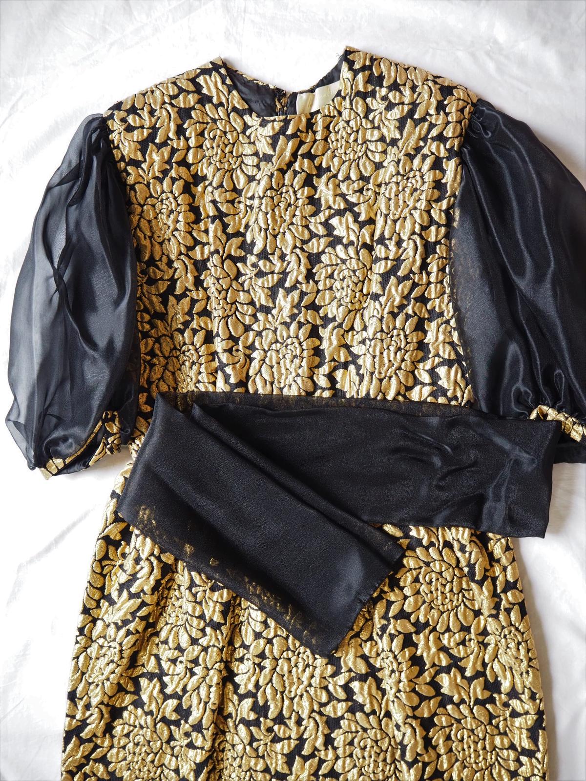 Nina Ricciニナリッチ ゴールドジャガード織り ワンピース ドレス ヴィンテージ