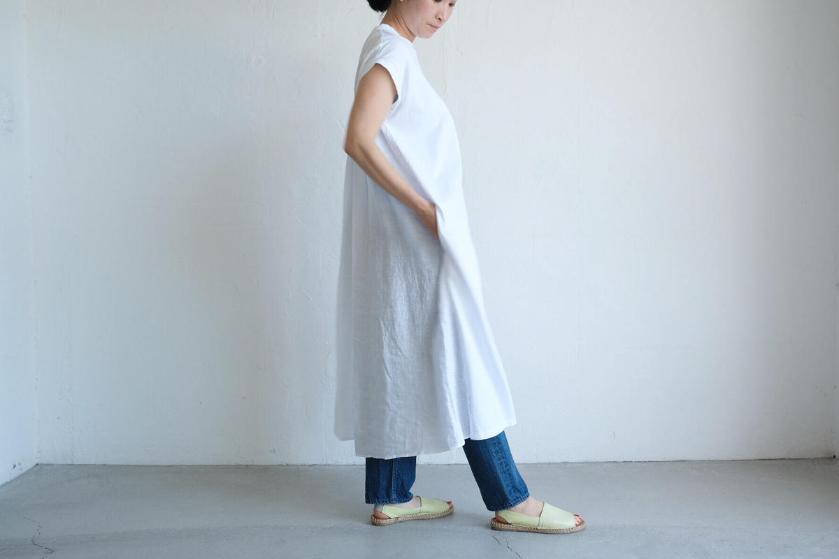 Universal Tissu Usa コットン リネンコンボワンピース Aura Universal Tissu Usa コットン リネンコンボワンピース Aura