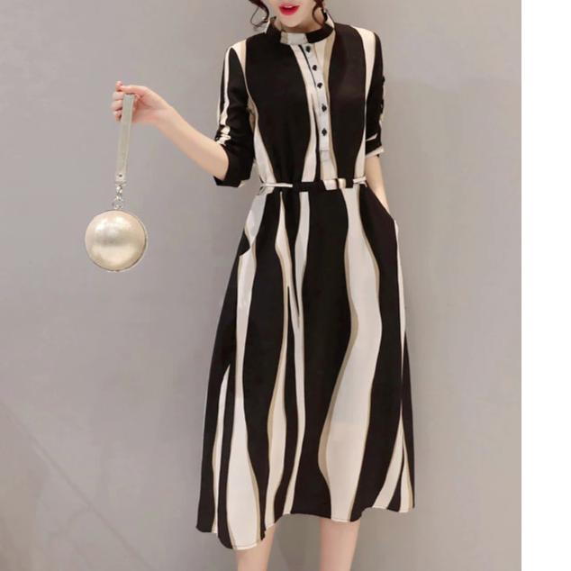 ワンピース ミモレ丈 バックリボン 結婚式 ハイネック ドレス フォーマル