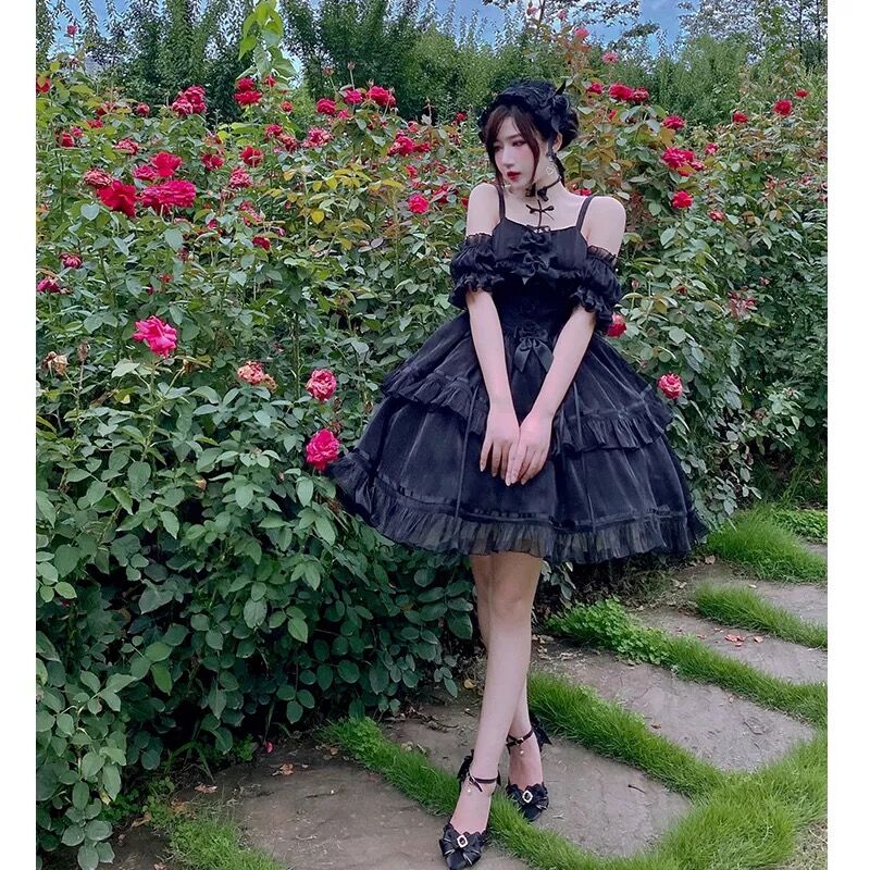 値下げ無 ゴシックロリータワンピース薔薇レース緑プリーツ編み上げ