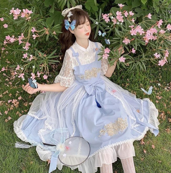 水色の中華ロリータワンピース Fancy World 水色の中華ロリータワンピース Fancy World
