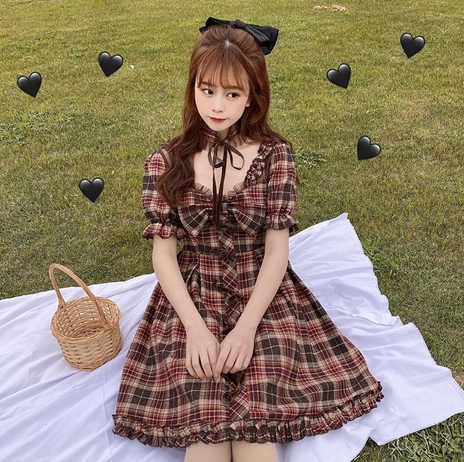 赤チェックのゴスロリワンピース Fancy World