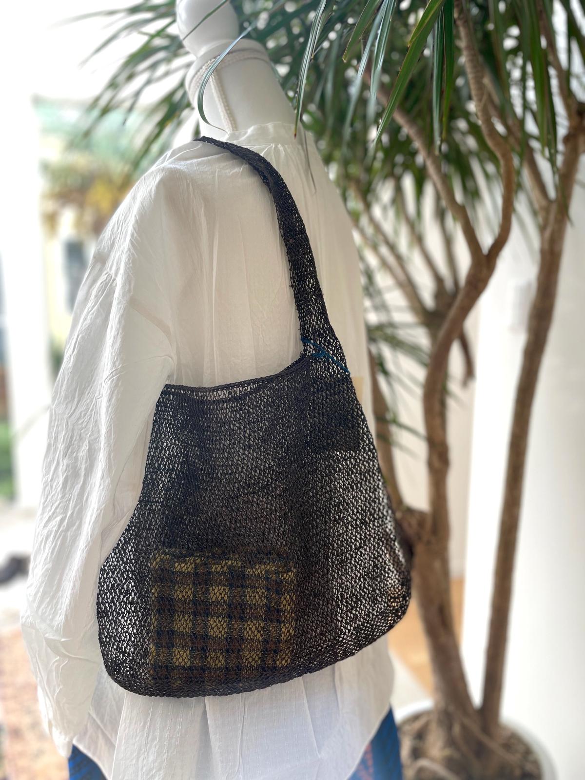 ラオス カム族 葛バッグ× 刺し子 ショルダーバッグ