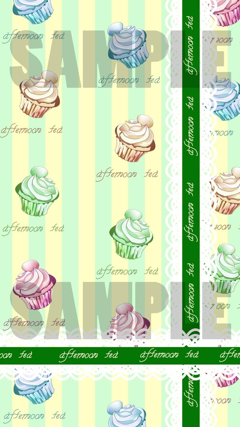 アフタヌーンティーシリーズ１カップケーキリボン付き スマホサイズ Banana Mint
