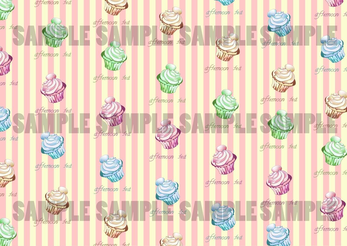 アフタヌーンティーシリーズ１カップケーキ 包装紙pc壁紙サイズ Banana Mint