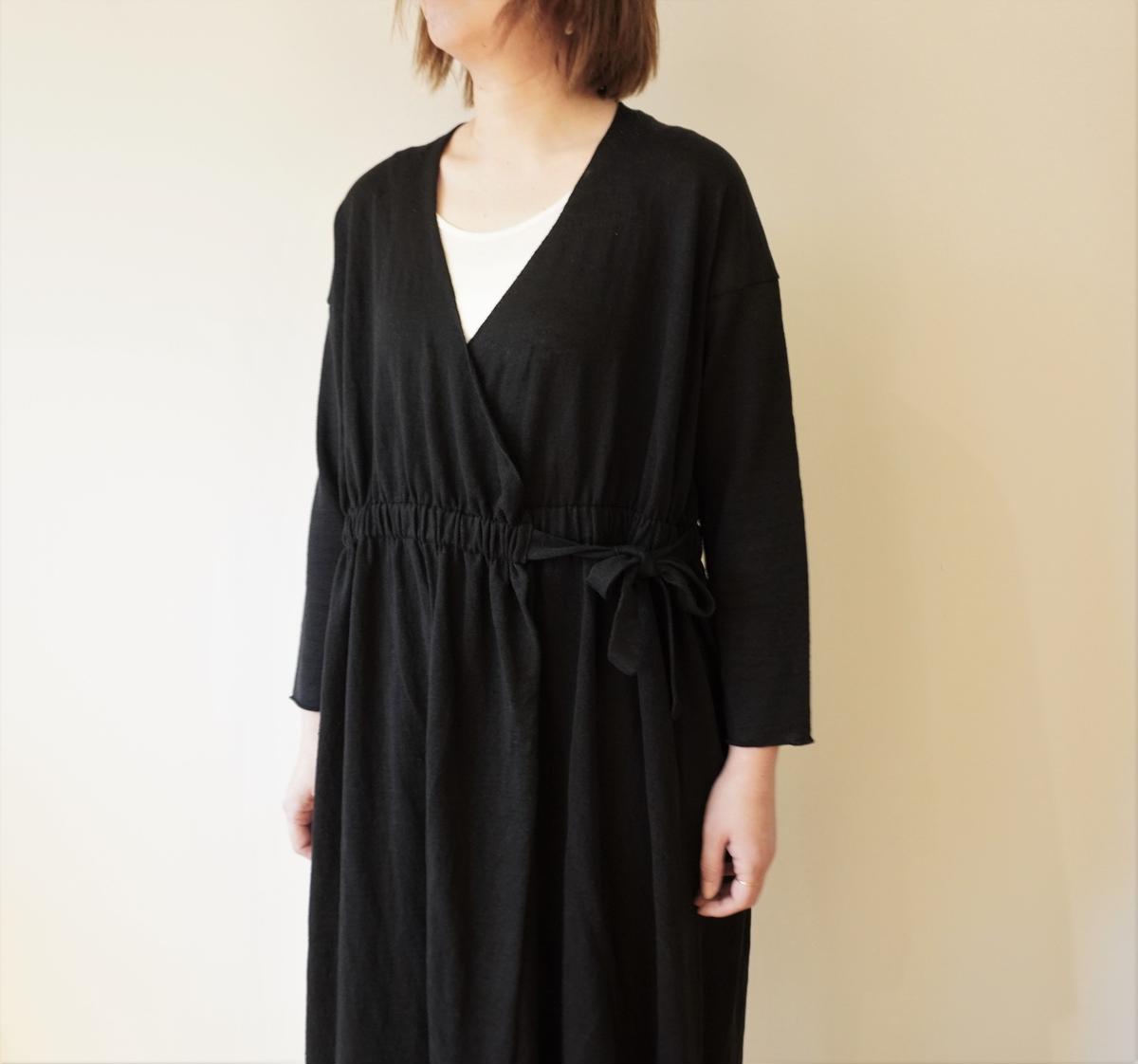 C&S 天使のリネン ネイビー カシュクールワンピース