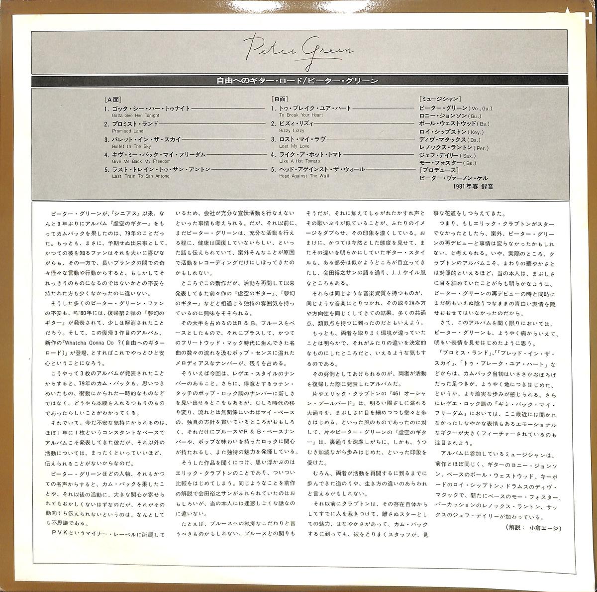 ピーター グリーン Peter Green 自由へのギター ロード Books Cha