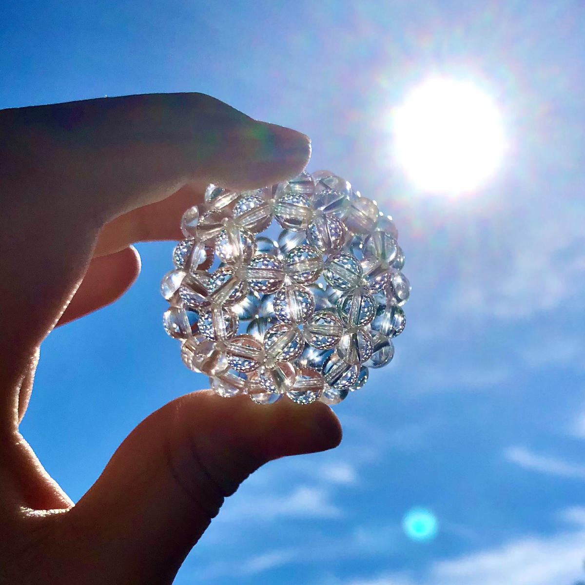 現品限り】6mm玉ツヤツヤ✨ブルーアパタイト 神聖幾何学フラーレン