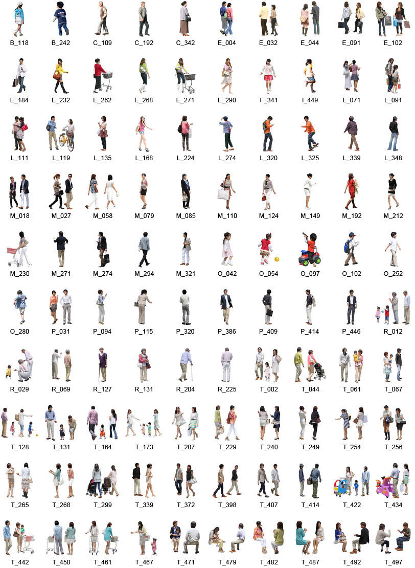 100個セット 人物切抜き素材 子供からシニア 1k002 No N No 建築cg 3