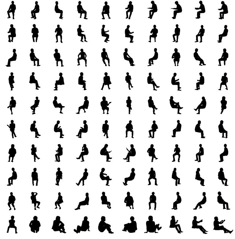 シルエット☆座る人Ⅱ Sil_17 NONNO 建築CG3D人物モデルと人物切り抜き素材