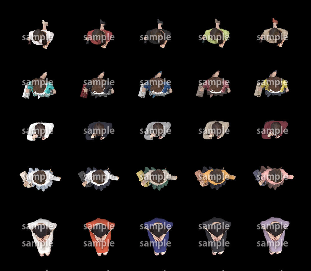 俯瞰人物 ふかんじんぶつ 素材 透過png 275個セット No N No 建築cg