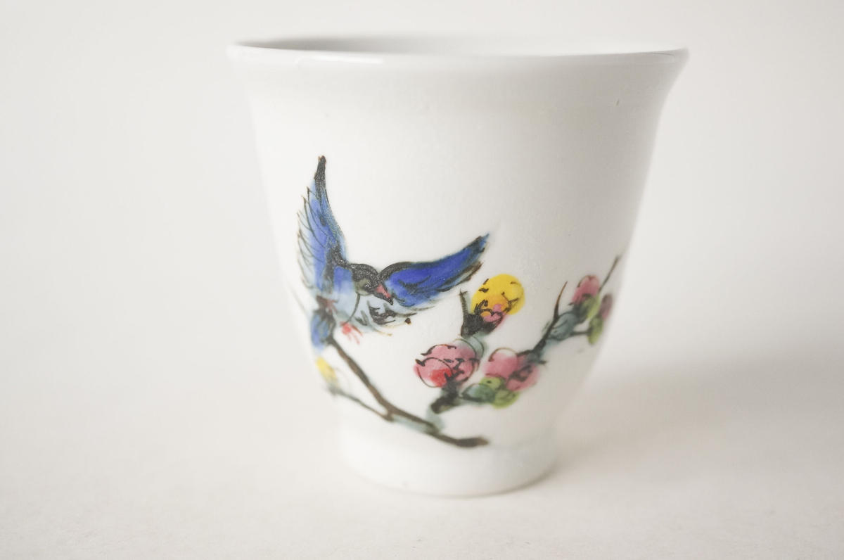 松本郁美 灰釉色絵掻き落とし茶器 ぶどうのたね