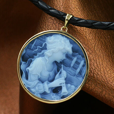 お試し価格!】 カメオ ネックレス ブルー 18K ネックレス - education