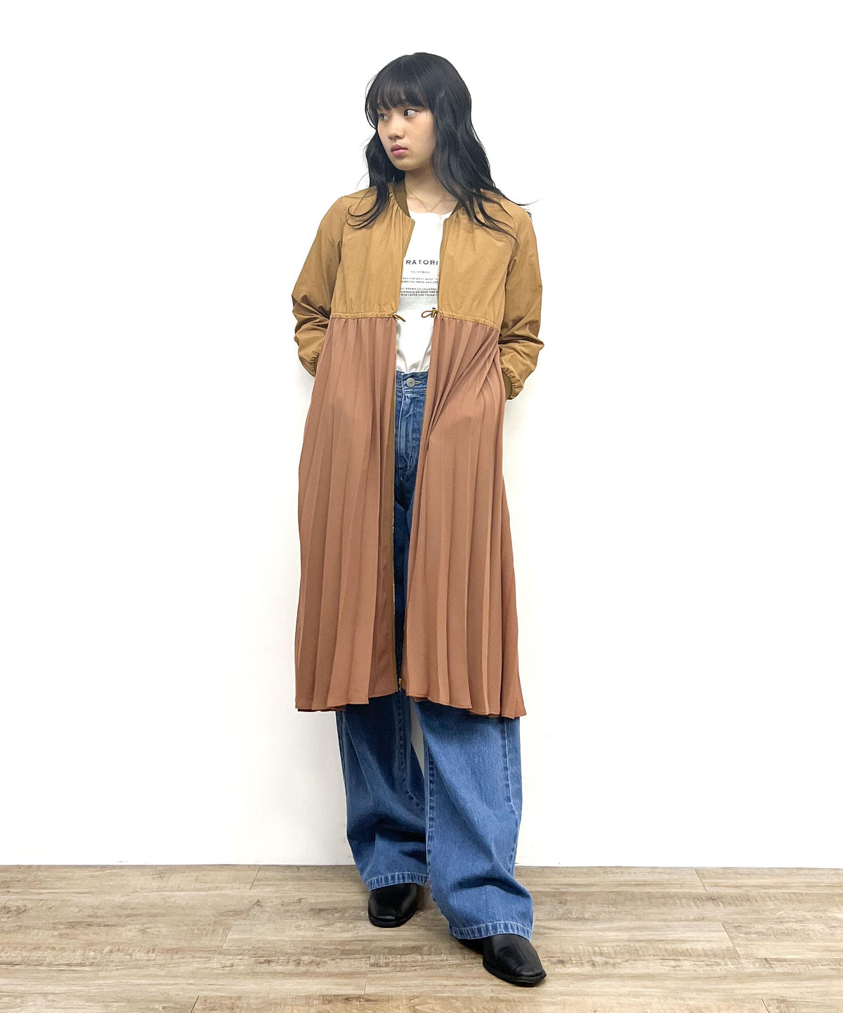 本物保証】 Mystrada マイストラーダ プリーツロングブルゾン キャメル