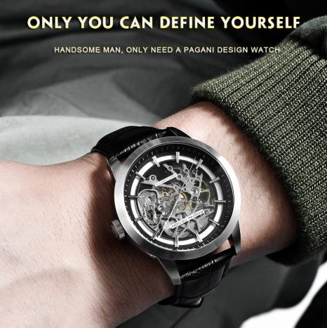 PAGANI DESIGN メンズ腕時計 スケルトン 自動巻き 機械式 3気圧