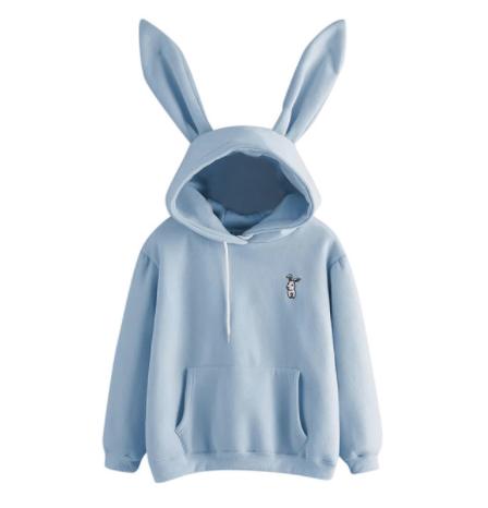 うさ耳 パーカー 青 長袖 レディース 爽やか 水色 ブルー Re You こんな